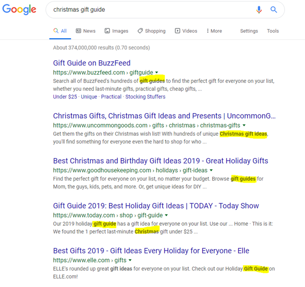 Christmas Gift Guide Google Search and Updating Meta Description 