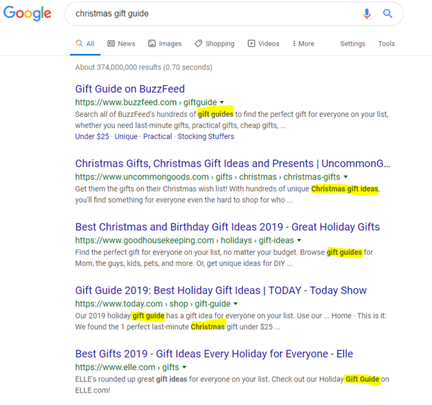 Christmas Gift Guide Google Search and Updating Meta Description