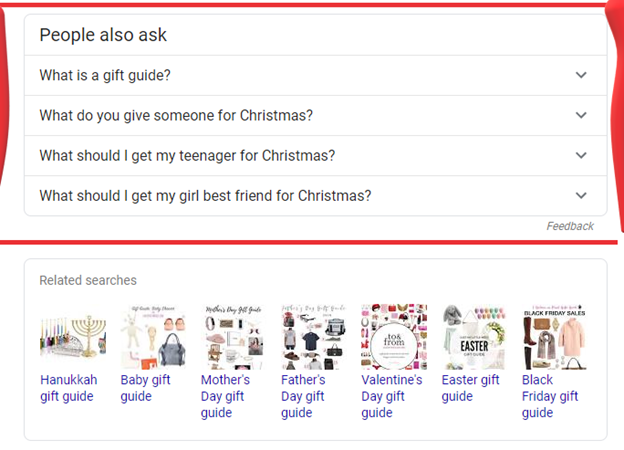 "People also ask" section on Google search results